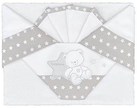 ANDY & HELEN 2/400D50 Bettwäsche-Set für Kinderwagen/Mini-Kinderbett, 230 g, Grau