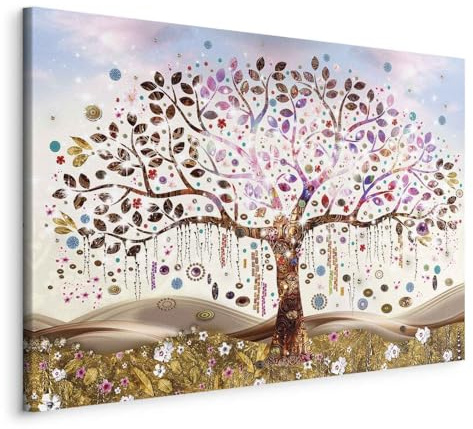 murando - Quadro Moderno Soggiorno, Gustav Klimt Albero della Vita 120x80cm | Chiodi Inclusi, 1 Pezzo, Stampa su Tela, Decorazione da Parete, Resistenti Allo Sbiadimento, Produzione Europea