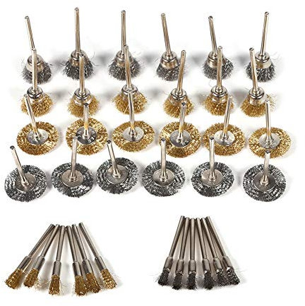 Drill Wire Brush Wheel, 36Pcs Brass Steel Cleaning Wire Bush Set Wire Wheel Drill Brushes Polishing Set with 3 Different Sizes for Rust Removal & Paint Removal