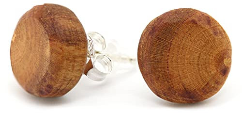 NaturSchatulle Holzschmuck Ohrringe Damen Holzohrringe Stecker Pflaumenholz 12mm I Natürliche Holz Ohrstecker Schmuck 925 Silber