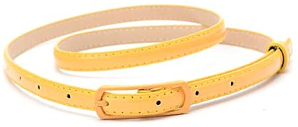 Stevenurr Damen dünner Ledergürtel Dornschließe Gürtel für Kleider Damen Gürtel 105cm schmaler Gürtel Bekleidungszubehör, Gelb