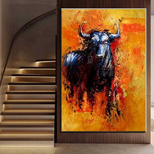 Pinturas abstractas de corridas de toros impresas en lienzo, carteles de animales e impresiones, arte de pared, imagen de vaca para habitación de niños, decoración de pasillo, 40x60cm sin marco