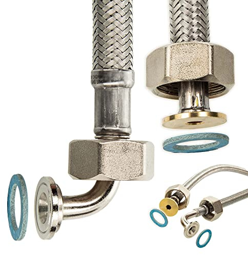 tecuro Flexschlauch Edelstahl-Zulaufschlauch 3,00 m x 3/4 Zoll DN 13 - für Wasch- und Spülmaschinen - DVGW