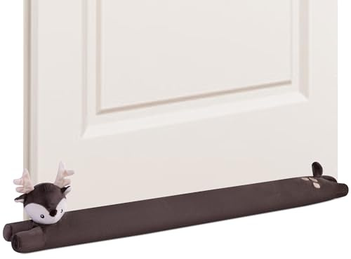 My OLi 91cm Unter der Tür Zugluftstopper Rentier Stofftier Heavy Duty Tür Zugluftsperre Geräusch Staub Windstopper Schalldicht Energiesparer Zugluft Schutz für Türen und Fenster