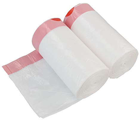 Hespama 10 L Small Bin Bags with Tie Handles, White Drawstring Bin Liners | 2 Rolls/120 Bags
