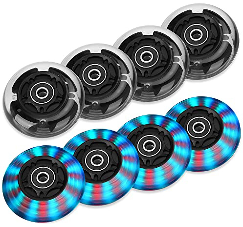 8 Pack Leuchtende Inline Skate Rollen - 64mm 72mm 76mm 80mm LED Räder Mit Kugellager ABEC-9 - 82a 85a Wheels Für K2 Hudora Gonex Apollo