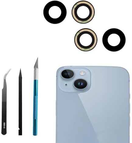 Anglepingping 14/14 Plus Back Rear Camera Lens Glass Replacement Compatible with iPhone 14/ iPhone 14 Plus Camera Glass Replacement + Repair Tool Kit, Anti-Lens Scratch