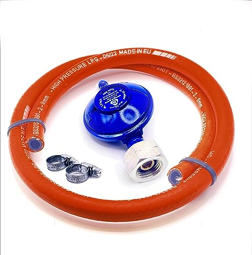 DN Autogas Parts Regulador de presión de gas tipo butano de 21,8 mm, 1,3 kg/h + manguera de alta presión de 1 metro