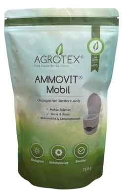 AMMOVIT Mobil 750g, Ökologischer Sanitärzusatz für Campingtoiletten – neutralisiert Gerüche - neutraler Duft - Chemietoilette in Wohnmobil, Bus & Boot