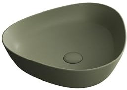 VitrA Plural 7812B475-0016 Dreieckiges Niederschalenwaschbecken, VitrA Clean, 47 cm, moosgrün matt