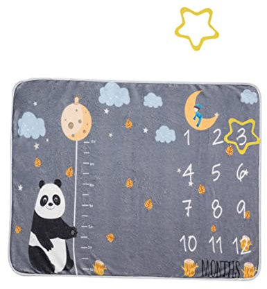 HEMOTON Flanell Babyfotodecke mit 2 Stück 75x100cm für Neugeborenen Fotografie Meilensteindecke Sanft und Angenehm als Fotorequisite und Wandhintergrund