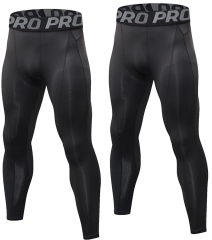 LNFINTDO 2-pack herr löparleggings sport kompressionsbyxor svala torra basskikt för träning atletisk träning, cykling och gym, #svart x 2, XL