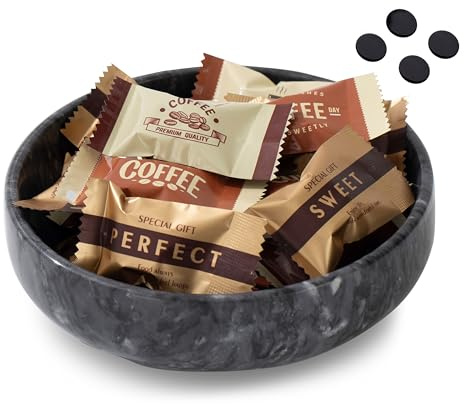 Süßigkeitenschale, Marmor-Schale für den Schreibtisch, Marmorschale für Bonbons, Kaffee, Schokolade, Nüsse, Candy Bar (Naturgrau, 15 cm)