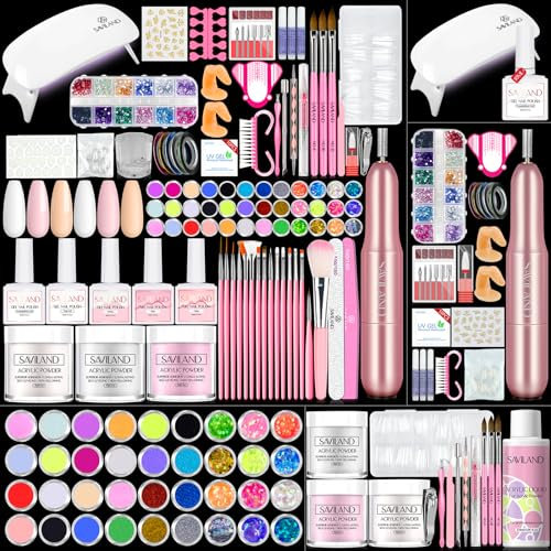 SAVILAND Professional Acrylic Nail Kit with Drill - Full Kit for Beginners - Home Manicure
