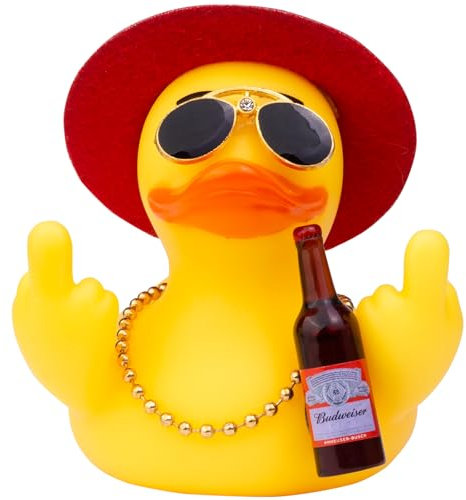 Mwmoeen Canard en caoutchouc - Décoration de voiture - Avec chapeau haut - Lunettes de soleil - Accessoire sympa pour voiture - Décoration de fête - Cadeau d'anniversaire