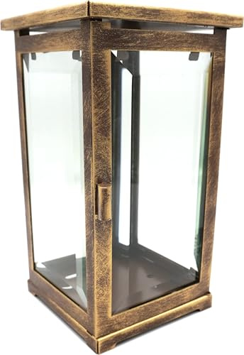 Högklassig gravlykta med fasettglas, modern, 21 cm (bronsfärgad)