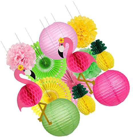 TINEASUR 13stücke Papierwaben Party Dekoration Papierwaben-dekor Und Papierblumenbälle Wabenblumenbälle Und Party-papierlaterne Set Für Tropische Party-Mottoparty
