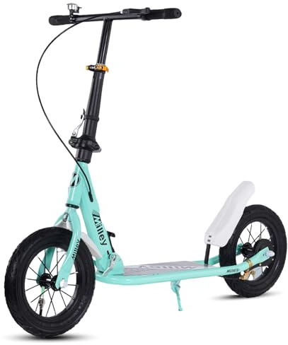 GHBXJX Cityroller BigWheel 290mm Scooter mit Handbremse und Bremse - Höhenjustierbarer, zusammenklappbarer Cityroller mit Ständer - Sportlicher Kinder & Erwachsenenroller,Grün