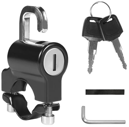 GisWell Candado para casco de motocicleta, candado para casco de motocicleta, candado para casco de motocicleta con llave, para manillares de 22-24 mm, para vehículos eléctricos, triciclos y