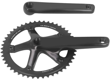 Tbest Fahrrad-Kurbelgarnitur, 48 Zahnrad, Aluminiumlegierung, Vierkant Design, leichte und dauerhafte Kurbel für Mountainbike, Rennrad, Stadtrad, Diverse Fahrradtypen, Schwarz