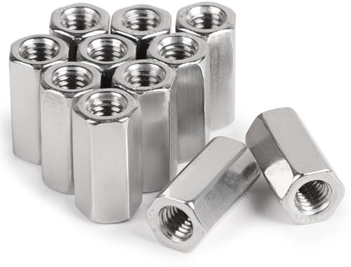 LALAGO 20 pezzi M6 x 20mm Dadi di Collegamento Lunghi in Acciaio Inox VA V2A A2, Dado a Vite Manicotti di Collegamento Esagonali, Dado a Croce Bulloni Filettati Manicotti Distanziali Dadi Lunghi