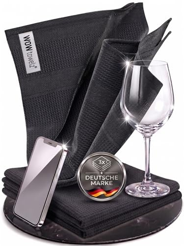 Wowtowelz Streifenfreier Glanz in Sekunden - Mikrofasertücher für Küche, Fenster, Bad, Glas & Auto - Fenstertuch Streifenfrei, Poliertücher, Putzlappen (3er Set - 40x40 cm)