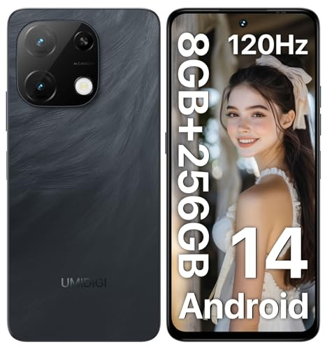 UMIDIGI Handy Android 14, 8+256GB/1TB TF Smartphone Ohne Vertrag, 120Hz 6.8 Zoll HD+ Smartphone, Bluetooth 5.2, 5000mAh, Octa Core, 4G Dual SIM/Face ID/Fingerprint/13MP/GPS/OTG-Note 100A