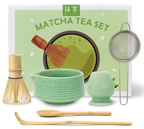 Valuetom Matcha Whisk Matcha Set Including Matcha Bowl Matcha Strainer Matcha Whisk & Holder Bamboo Scoop and Spoon Tea Accessories for Tea Lovers