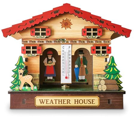 Maison météo en bois avec thermomètre hygromètre, décoration murale décorative pour la maison et le bureau