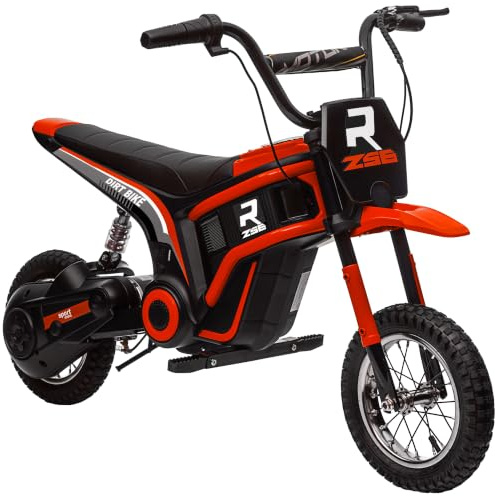 HOMCOM Elektro Motorrad Kinder 24V mit 350W Motor für 8-12 Jahre Rot | Scheinwerfer, Musik, 8-16 km/h, Kindermotorrad mit Luftreifen