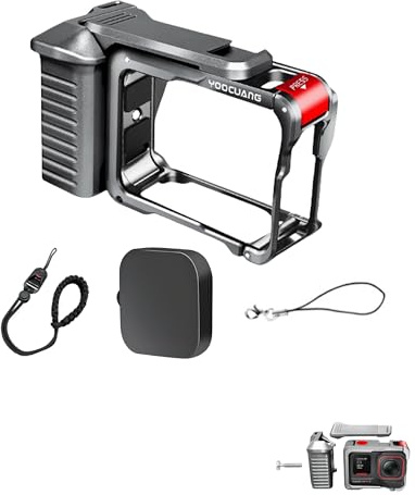 Kit Xplorer per impugnatura laterale della fotocamera per Insta.360 Ace Pro 2/Ace Pro/Ace, gabbia per fotocamera con interfaccia cold shoe e otturatore, maniglia con interfaccia a vite da 1/4 per