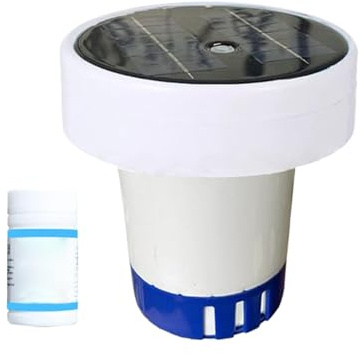 Flotador de tabletas de cloro, dispensador de cloro solar flotante, soporte para tabletas de estanque, soporte de fácil apertura, suministros de limpieza, clorador ajustable