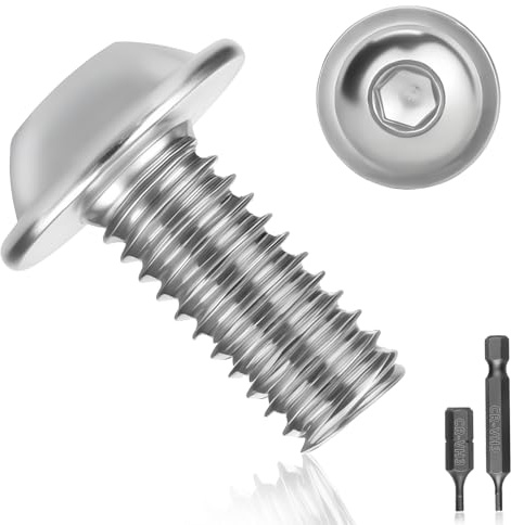 50 Stück Linsenkopfschrauben M5x10 edelstahlschrauben A2 V2A Flachkopfschrauben ISO 7380 Linsenkopfschraube Rostfrei schrauben Gewindeschrauben Vollgewinde mit Flansch, Innensechsrund und Hex Key