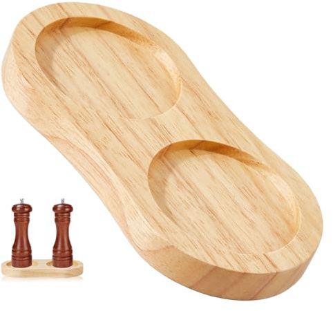 DICOSMETIC 1Pc Salz Pfeffermühle Ablagen Holz Pfeffermühlenhalter Innendurchmesser 2.4 Zoll Pfeffermühle Rest Navajo Weiß Oval Kleine Holzschale Für Küchenaufbewahrung Gewürzflaschen