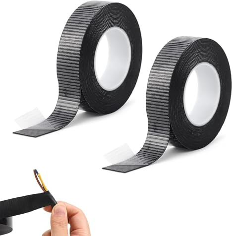 Belvanr 2 Piezas Cinta Aislante Negra 9m*23mm*0.8mm, Cinta de Tela Negra, Cinta Eléctrica para Arneses de Automoción, para Instalaciones Eléctricas, Proteger, Agrupar y Reparar