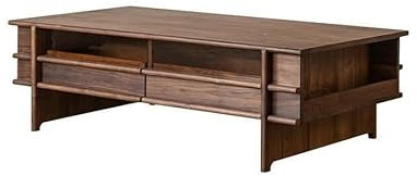 Table basse en noyer pour le salon – Table centrale multifonction en bois massif de 120 cm au design moderne parfait pour un intérieur élégant