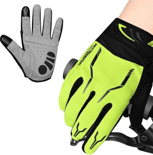WESTWOOD FOX WFX Guanti da ciclismo a manica lunga per mountain bike, guanti touch screen MTB imbottiti antiscivolo per MTB, bici da corsa, sport, per donna e uomo (Verde neon, M)