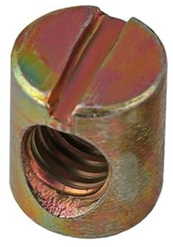 Dadi a barilotto, dado scanalato, 10 pezzi bulloni a barilotto perno a croce con scanalatura for letto o sedia foro orizzontale dado M6 M8 L=11mm-17mm(M6x12mm)