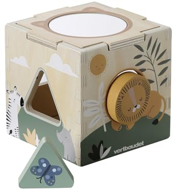 Vertbaudet Formensteckbox mit Spiegel TANSANIA Holz FSC® Natur
