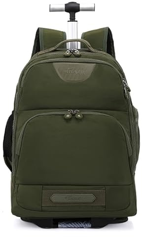 House Of Leather Convertible Rolling Laptop Backpack, Wheeled Travel Rucksack, Multiple Colour Options, Large Capacity School Business Trolley Bag Jetmax (Green)