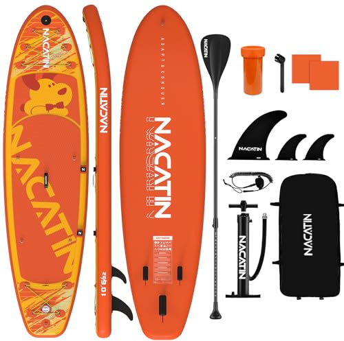 NACATIN SUP Board für Erwachsene, aufblasbares Stand Up Paddling Board 320cm (10ft 6in), mit verstellbarem Paddel, Pumpe, Rucksack, Reparaturset, ideal für Anfänger & Fortgeschrittene