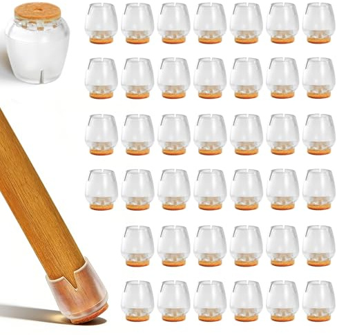 40 Pezzi Tappi Per Sedie In Silicone,Gommini Sedie Rotondi,Coprigambe Sedie,Tappi Sedie Rotondi Silicone,Adatti Per Gambe Tonde 12-16mm Per Gambe di Sedie (TRASPARENTE)