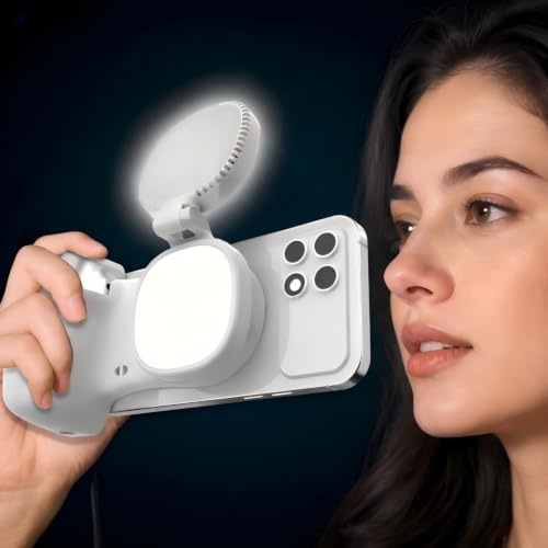 Magnetic Selfie Light & Phone Camera Grip Bundle Kit with Detachable Wireless Shutter, Compatible with iPhone Magsafe/Android,Ergonomic DSLR Style Fun Shot for Vlog Video Filming Recording
