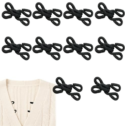 GZYCKJ 10 Sets Hook and Eye, Brass Fabric-Covered Hook Eyelets for Sewing Outerwear and DIY Crafts