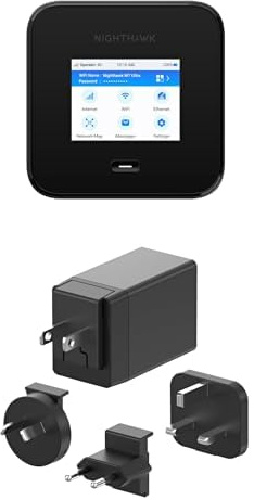 NETGEAR Nighthawk M7 Pro Mobile Hotspot Router 5G, Unlocked, International Roaming in 125 Countries, WiFi 7, Portable Device for Travel, 13 Hours Battery Life (MR7450) with Power supply