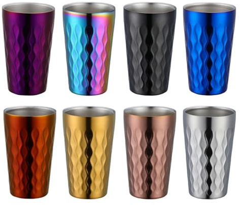 BEAZOOM Doppelwandige Wasserbecher aus Edelstahl, 330 ml, stapelbar, isolierte Becher, heiße und kalte Getränke, Outdoor, Camping, spülmaschinenfest, bunt, 6 Stück