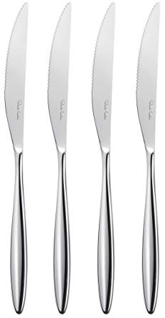 Robert Welch Hidcote Bright Cutlery Steak Knife, Set of 4. Made from Stainless Steel. Dishwasher Safe.