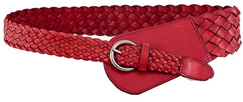 Cheerlife Damen Geflochtener Gürtel Echt Leder Flechtgürtel Breit Taillengürtel Kleid Belt Gürtel (Rot)