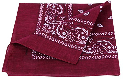 PURECITY© Bandana Original Paisley Coton Foulard Qualité Supérieure Unité - Lot de 6 - Lot de 12-52cm x 52 cm - Tendance Accessoire de Mode Nouvelle Collection (18# Bordeaux)