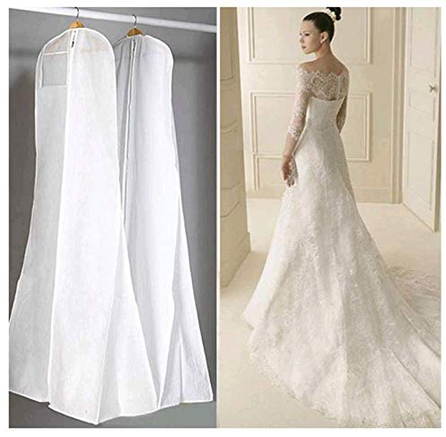 Prom-near Atmungsaktiver Kleidersack Schutzhülle für Brautkleider Abendkleider Anzüge Mäntel Anti-Staub Hochzeitskleid Kleidersack Weiß 160/170 / 180 cm